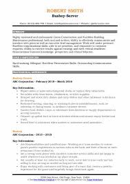busboy resume samples qwikresume