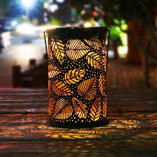 Take Me Solar Lantern Lights Outdoor Garden Hanging Lights Metal Leaf Pattern Lights Lamp For Hanging Candle Holder Solar Lantern Lights Lantern Candle Holders