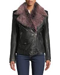 7 For All Mankind Leather Moto Jacket With Removable Shearling Fur Jackets Leather Moto Jacket Leather Jackets Women