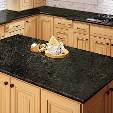 Fuse your personal design with the warmth and elegance of allen + roth™ granite countertops. Allen Roth Emerald Ridge Granite Black Kitchen Countertop Sample Lowes Com Black Kitchen Countertops Green Granite Countertops Black Granite Countertops