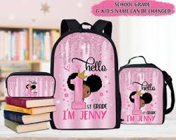 Sac à dos personnalisé pour la rentrée des classes pour enfants  afro-américains, sac à lunch petite fille noire, trousse à crayons, cadeaux  de rentrée des classes pour enfant noir