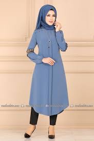 Modaselvim Tunik Inci Detayli Tesettur Tunik 918pl197 Mavi Muslim Dress Outfits Fashion