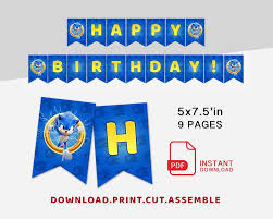 Sonic Happy Birthday Banner Diy Sonic Printable In 2020 Happy Birthday Banner Diy Happy Birthday Banners Diy Birthday Banner