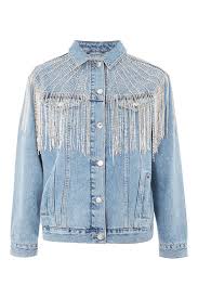 Black And Blue Split Denim Jacket Moto Dazzle Fringe Jacket Embellished Denim Jacket Fringe Jacket Topshop Jacket