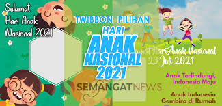 Tema han 2021 adalah anak peduli di masa pandemi dengan hashtag #anakpedulidimasapandemi, jadi kita juga bisa memeriahkan di media sosial dengan hashtag ini. 21 Twibbon Hari Anak Nasional 2021 Bingkai Foto Pilihan Di Twibbonize Com Semangat News