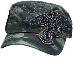 Women S Camo Cross Hat Green Camo Bling Hat Cadet Hat Ladies Cross Cap Embellished Hat Cross Cap Girls Military Hat Bling Hat Womens Camo Cadet Hat Hats