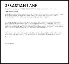Mechanical Technician Cover Letter Sample Cover Letter Templates Examples