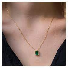 Emerald Necklace Green Emerald Gold Necklace Necklace Etsy Emerald Necklace Outfit Emerald Jewelry Necklace Emerald Necklace Pendant Gold Necklace Simple