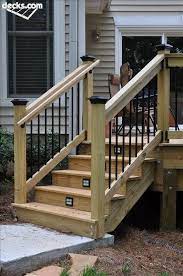 Nice Look With Metal Contrast Give A Professional Finish This Would Look Really Nice At Front Door With Deck Le Deck Stair Railing Outdoor Stairs Deck Steps