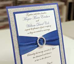 Royal Blue And Silver Wedding Invitations Silver Wedding Invitations Glitter Wedding Invitations Homemade Wedding Invitations