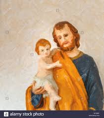 Thick Painting Illustration Of Saint Joseph Holding Baby Jesus Stock Photo Alamy