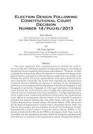 Maybe you would like to learn more about one of these? Pdf Election Design Following Constitutional Court Decision Number 14 Puu Xi 2013