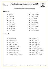 20 Factorisation Worksheets Grade 9 Ks3 Algebra Worksheets Peacer Algebra Worksheets Algebraic Expressions Math Worksheet