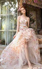 Floral Print Wedding Gowns By Atelier Aimee Printed Wedding Dress Wedding Dresses High Low Floral Wedding Dress
