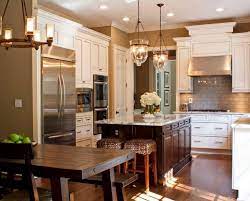 Medium Sized Kitchen White Cabinets Dark Color Kitchen Island Subway Tile Kitchen Hardwood Floor Home Contemporary Kitchen Kitchen Bar Design