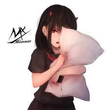 Anime picture original shimmer single tall image looking at viewer short hair fringe black hair simple background red eyes standing holding signed payot blunt bangs horn (horns) open clothes. Black Haired Demon Girl Original Drawn By Shimmer Danbooru