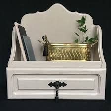 Vintage Upcycling Table Organizer Small Shelf With Drawer Wall Shelf Wall Cupboard Spice Rack Cabinet Taupe Rosewood Gray Small Shelves Wall Cupboards Vintage