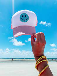 Smiley Face Two Tone Color Trucker Hat Etsy Trucker Hat Hats Smiley Face