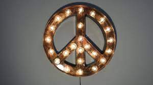 The size shown is a very close approximation that allows for the slight variation that is a hallmark of all handmade articles. Amazon Com Peace Sign Marquee Light Handmade