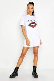 Women S La Femme Lips T Shirt Dress Boohoo Uk