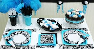Birthday Blue Black And Silver Party Decorations Pin By Latoya Cochran On Birthday Ideas White Party Supplies Black And White Party Decorations White Party Decorations