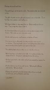 Perhaps The World Ends Here By Joy Harjo My Sister In Law Put This Poem Up On The Wall Above Where Their Breakfast Table Used To Words Quotes Kitchen Table
