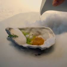 Marinated Oyster With Iced Cucumber And K5 Slush And Spicy Apple Martinberasategui For More Like This Get Our New App Link Foodie Iconic Dishes Wine Recipes