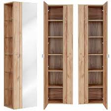 Wohnling badschrank wl5 878 weiss 60 x 190 x 28 cm. Badezimmer Hochschrank Mit Spiegel Toskana 56 In Wotaneiche Nb B H T