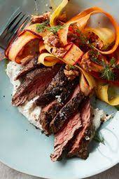 Image For Garlicky Steak With Carrot Walnut And Dill Salad Dill Salad Recipe Veal Recipes Recipes