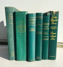 Antique Books Display Green Vintage Book Decor Library Decorative Old Hardcover Set Antique Books Vintage Library Antiques