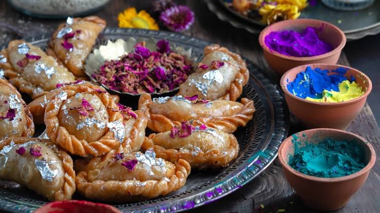 Traditional Gujiya sweets prepared for Holi celebrations.