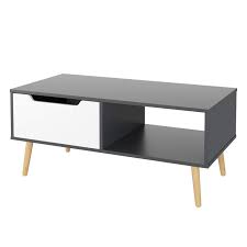 It will give your living space a contemporary scandinavian look with it's mid century hairpin legs and linear. Homfa Coffee Table Living Room Table Modern Side Table Tv Stand Rectangle Centre Table With Drawer 100x49 5x43cm Grey White Buy Online In Saint Vincent And The Grenadines At Saintvincent Desertcart Com Productid 181950836
