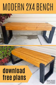 Simple 2x4 Bench Plans Build An Easy Modern Bench Mama Needs A Project In 2020 Diy Bench Outdoor Woodworking Plans Diy Woodworking Furniture Plans