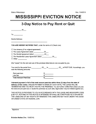 Free Mississippi Eviction Notice Forms Notice To Quit
