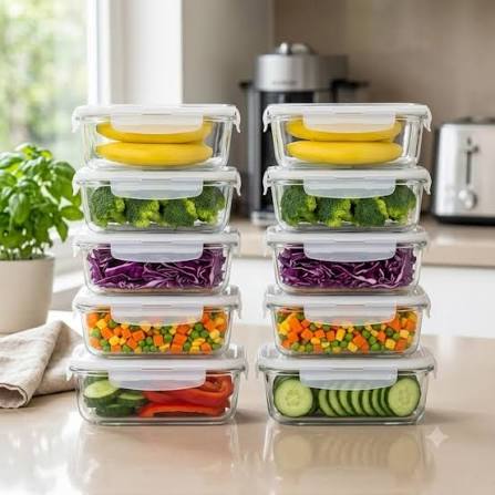 Kit 10 Potes de Vidro Borossilicato 640ml Herméticos com 4 Travas Ideal para Marmitas e Conservação de Alimentos, Vedação Total, Refratário para Forno e Freezer