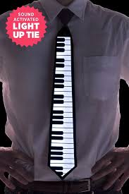 Black Polyester Piano Keys Sound Activated Light Up Tie Ties Com