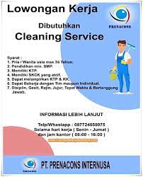 Peringatan lowongan ini tidak dikenakan biaya. Lowongan Kerja Karyawan Cleaning Service Prenacons Lowongan Kerja Bandung Lowongankerjabandung Com