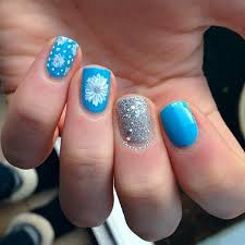 Light blue nails with silver glitter. 50 Blue Nail Art Designs Cuded