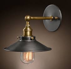 20th C Factory Filament Metal Sconce Industrial Wall Lamp Iron Wall Lamps Adjustable Wall Light