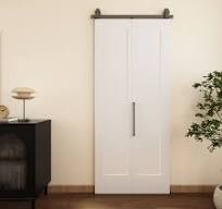 Roymelo 64\" Bifold Sliding Barn Door Hardware Track Kit Black J Shape  Roller Easy Assembly Quiet Smooth for Four 15\" Doors
