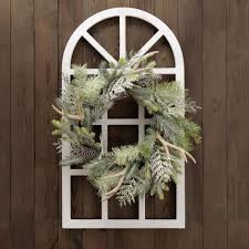 16 wire wreath frame with pine ties by ashland®. Glitzhome 24 In Dia Flocked Pinecone And Antler Wreath With Wooden Window Frame 1115203521 The Home Depot
