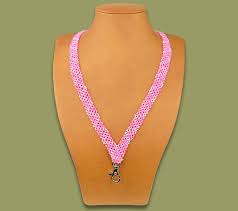 Click here for 550 paracord. Valentine Beaded Lanyard Zigzag Stripe Pink White