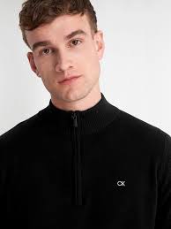 al Calvin Klein Golf Cashmere Quarter Zip Black Sweater from Next Azerbaijan