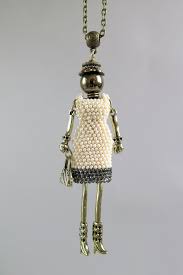 Posh Doll Pendant Necklace By Edora Unique Items Products Crochet Jewelry Hand Embroidery Stitches