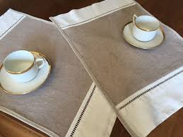 2 sets de table lin coton et jour echelle ancien par agnescreart fabric linen natural linen