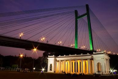 Prinsep Ghat beneath Vidyasagar Setu, AI generated