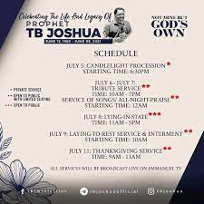 It was reported that tb joshua was dragged on social media after his prophecy failed to come to pass as perceived. Confirmed Scoan Announces July 9 As Pastor Tb Joshua S Burial Date