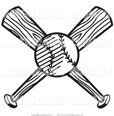 Baseball Bat Drawing Black And White Americana Vector Clip Art Of A Black And White Baseball Over Two Crossed Baseball Bats By Andy Nortnik 103 Clip Art Coloring Pages Black And White