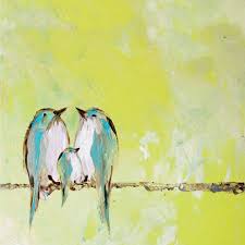 Birds Sitting On A Wire Painting Our Lemon Chiffon Sky 5x7 Print Of Bird Family With One By Enrouge 17 00 Art A Theme Oiseau