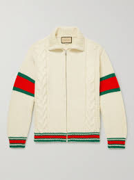 Each ball is 100 gr. Neutral Striped Cable Knit Wool Zip Up Cardigan Gucci Mr Porter